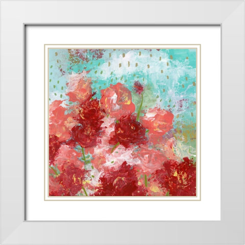 Red and Pink Floral White Modern Wood Framed Art Print with Double Matting by Ogren, Sarah