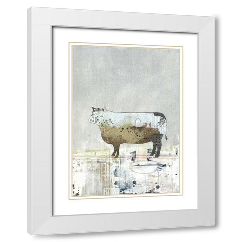 Brown Cow White Modern Wood Framed Art Print with Double Matting by Ogren, Sarah