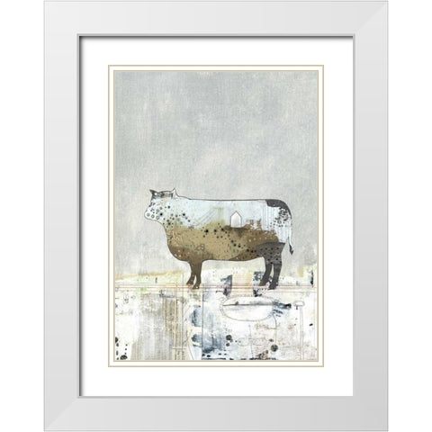 Brown Cow White Modern Wood Framed Art Print with Double Matting by Ogren, Sarah