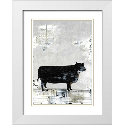 The Black Bull White Modern Wood Framed Art Print with Double Matting by Ogren, Sarah