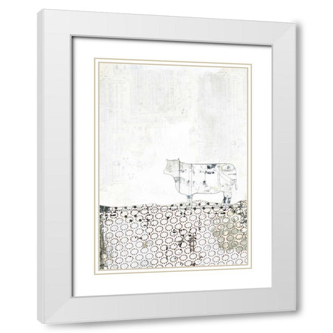 Neutral Cow White Modern Wood Framed Art Print with Double Matting by Ogren, Sarah