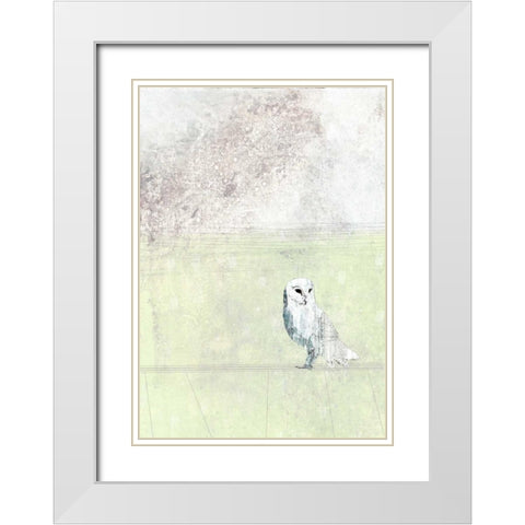 Turquoise Owl White Modern Wood Framed Art Print with Double Matting by Ogren, Sarah