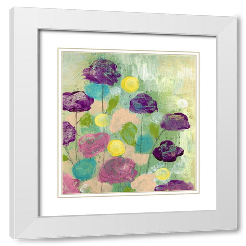 Purple Flowers White Modern Wood Framed Art Print with Double Matting by Ogren, Sarah