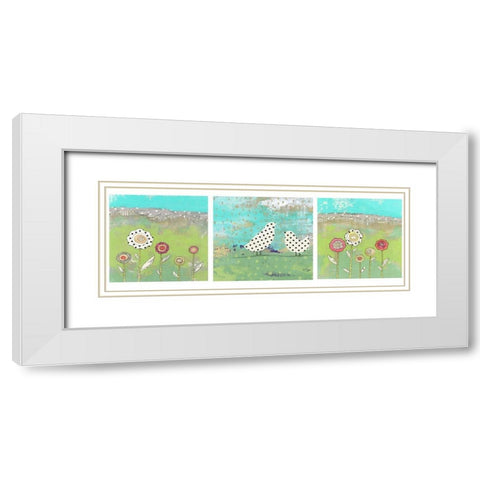 Polka Dot Bird Set White Modern Wood Framed Art Print with Double Matting by Ogren, Sarah