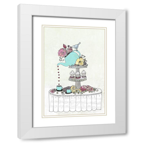Teapot Setting White Modern Wood Framed Art Print with Double Matting by Ogren, Sarah