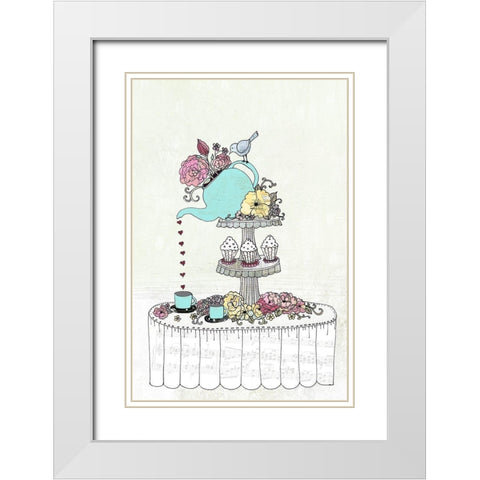 Teapot Setting White Modern Wood Framed Art Print with Double Matting by Ogren, Sarah