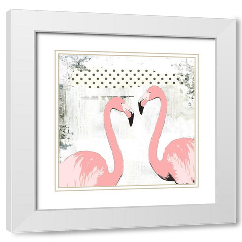 Flamingos White Modern Wood Framed Art Print with Double Matting by Ogren, Sarah