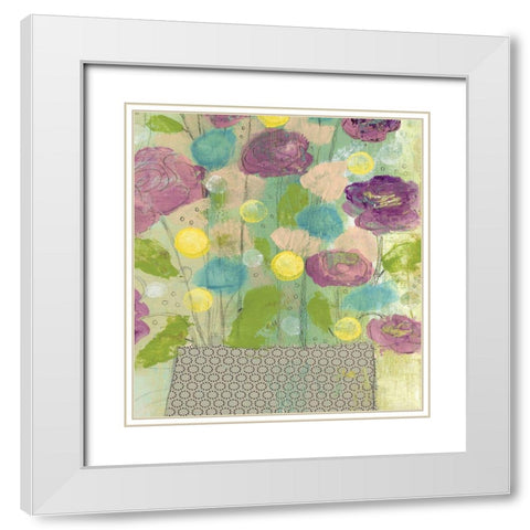 Purple and Yellow Floral II White Modern Wood Framed Art Print with Double Matting by Ogren, Sarah