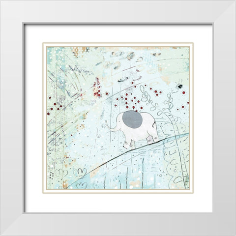 Zen Baby Elephant White Modern Wood Framed Art Print with Double Matting by Ogren, Sarah