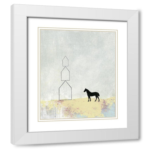 Horse and Home White Modern Wood Framed Art Print with Double Matting by Ogren, Sarah