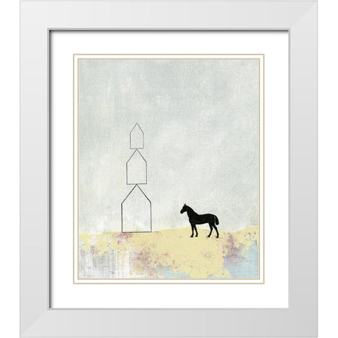 Horse and Home White Modern Wood Framed Art Print with Double Matting by Ogren, Sarah