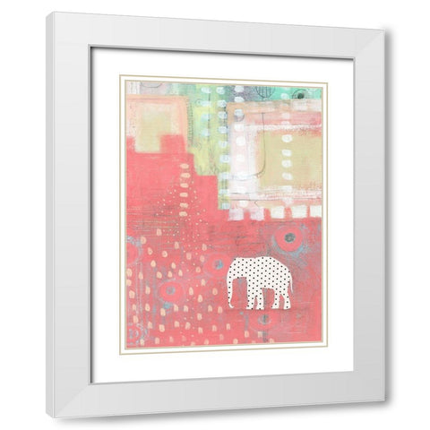 Polka Dot Elephant White Modern Wood Framed Art Print with Double Matting by Ogren, Sarah