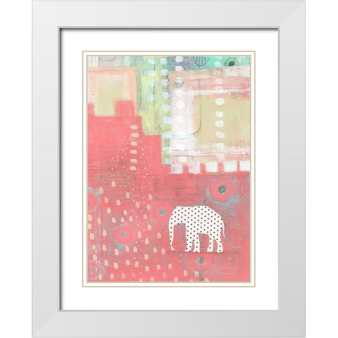 Polka Dot Elephant White Modern Wood Framed Art Print with Double Matting by Ogren, Sarah