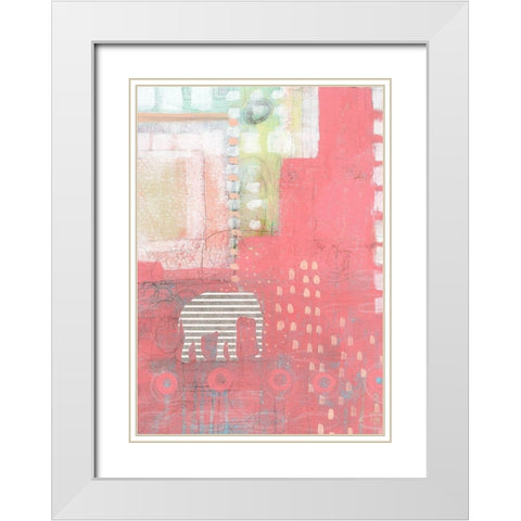 Grey Stripe Elephant Spring Owl White Modern Wood Framed Art Print with Double Matting by Ogren, Sarah