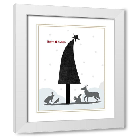Happy Holidays White Modern Wood Framed Art Print with Double Matting by Ogren, Sarah