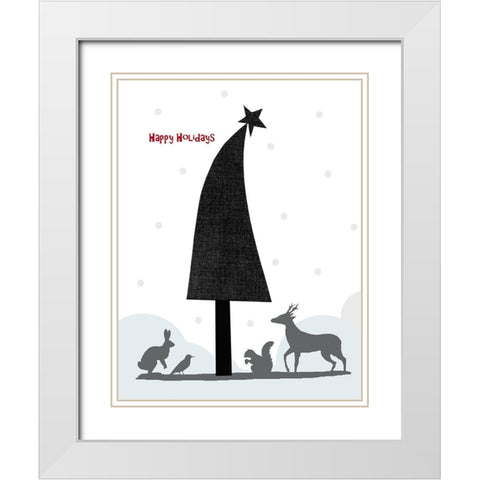 Happy Holidays White Modern Wood Framed Art Print with Double Matting by Ogren, Sarah