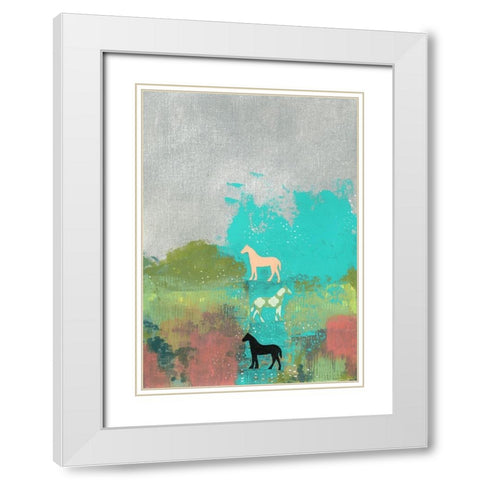 3 Horses White Modern Wood Framed Art Print with Double Matting by Ogren, Sarah