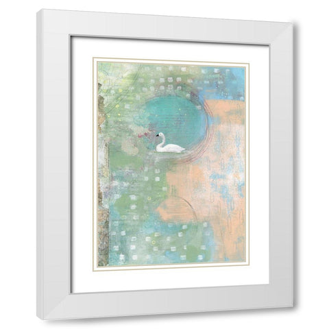 Swan Pond White Modern Wood Framed Art Print with Double Matting by Ogren, Sarah