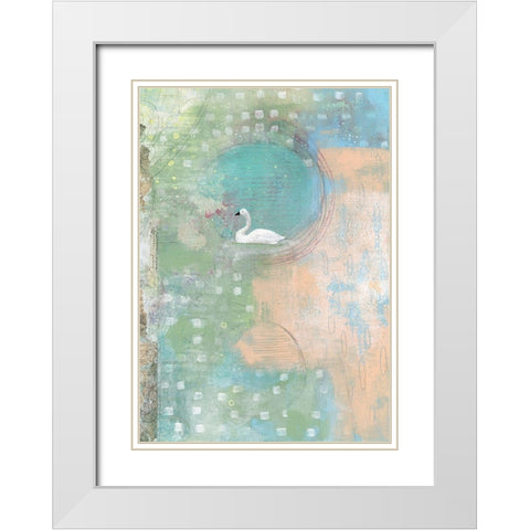 Swan Pond White Modern Wood Framed Art Print with Double Matting by Ogren, Sarah