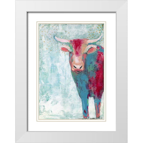 Bull White Modern Wood Framed Art Print with Double Matting by Ogren, Sarah
