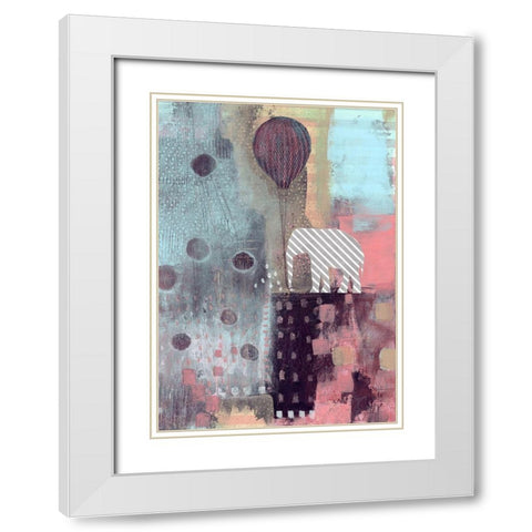 The Elephant and the Balloon White Modern Wood Framed Art Print with Double Matting by Ogren, Sarah