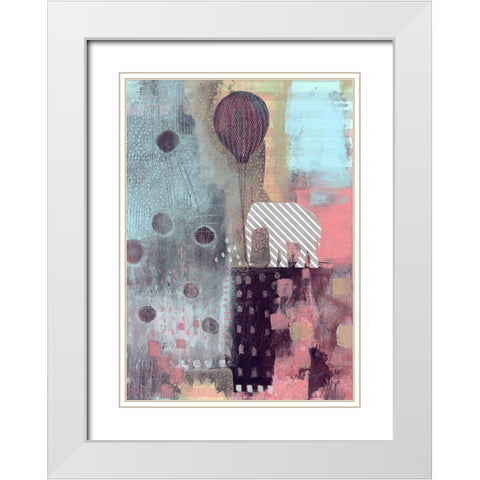 The Elephant and the Balloon White Modern Wood Framed Art Print with Double Matting by Ogren, Sarah