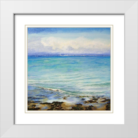 Across the Water White Modern Wood Framed Art Print with Double Matting by Francis, Sandra