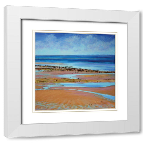 Blue Infinity White Modern Wood Framed Art Print with Double Matting by Francis, Sandra