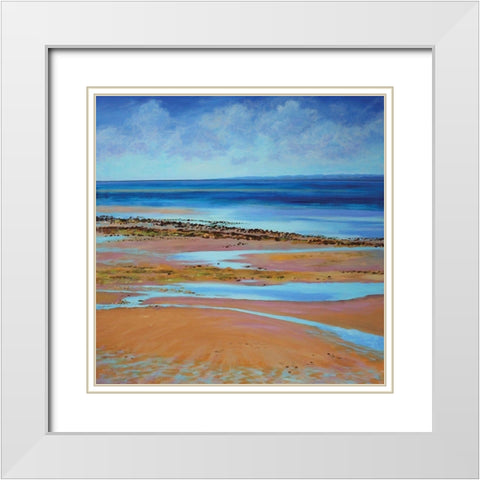 Blue Infinity White Modern Wood Framed Art Print with Double Matting by Francis, Sandra