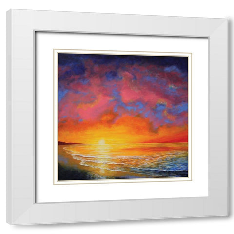Vivid Sunset White Modern Wood Framed Art Print with Double Matting by Francis, Sandra