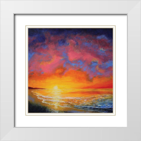 Vivid Sunset White Modern Wood Framed Art Print with Double Matting by Francis, Sandra