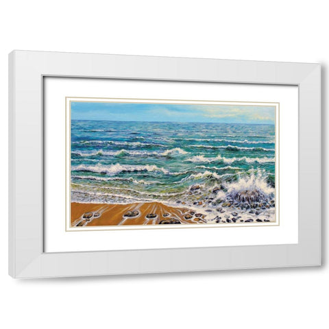 Wind White Waves White Modern Wood Framed Art Print with Double Matting by Francis, Sandra