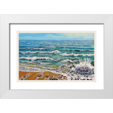 Wind White Waves White Modern Wood Framed Art Print with Double Matting by Francis, Sandra