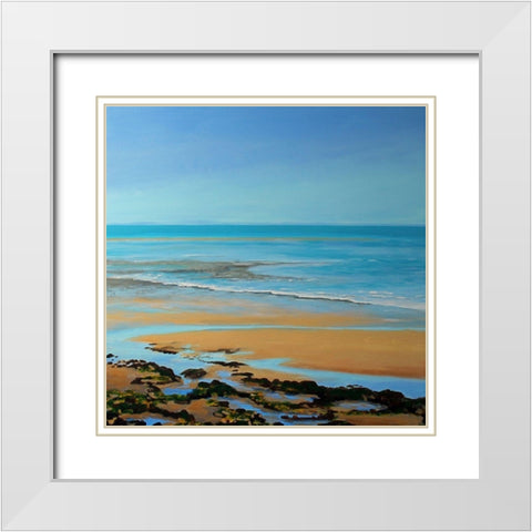 Ocean Serenity White Modern Wood Framed Art Print with Double Matting by Francis, Sandra