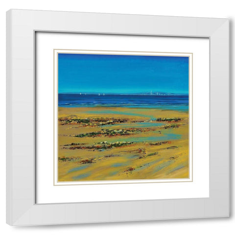 Coastal Colour Strip I White Modern Wood Framed Art Print with Double Matting by Francis, Sandra