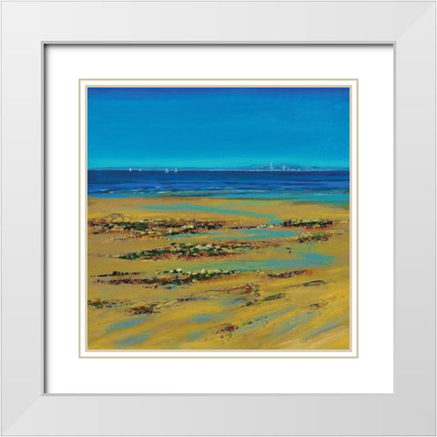 Coastal Colour Strip I White Modern Wood Framed Art Print with Double Matting by Francis, Sandra
