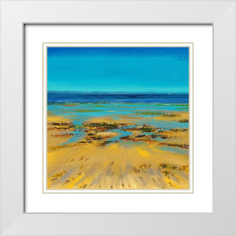 Coastal Colour Strip II White Modern Wood Framed Art Print with Double Matting by Francis, Sandra