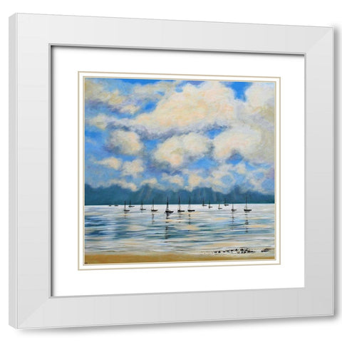 Boat Reflections Off Shore White Modern Wood Framed Art Print with Double Matting by Francis, Sandra