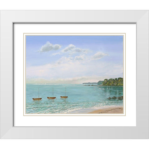 Three Dinghies Moored White Modern Wood Framed Art Print with Double Matting by Francis, Sandra