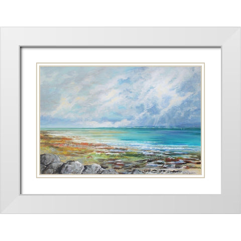 Beach Colours White Modern Wood Framed Art Print with Double Matting by Francis, Sandra