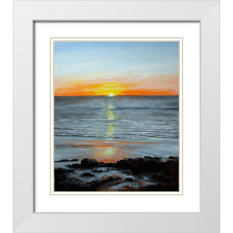 New Dawn White Modern Wood Framed Art Print with Double Matting by Francis, Sandra