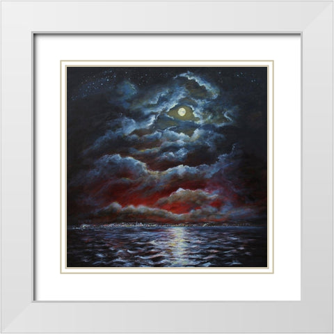 Moody Moon Light II White Modern Wood Framed Art Print with Double Matting by Francis, Sandra