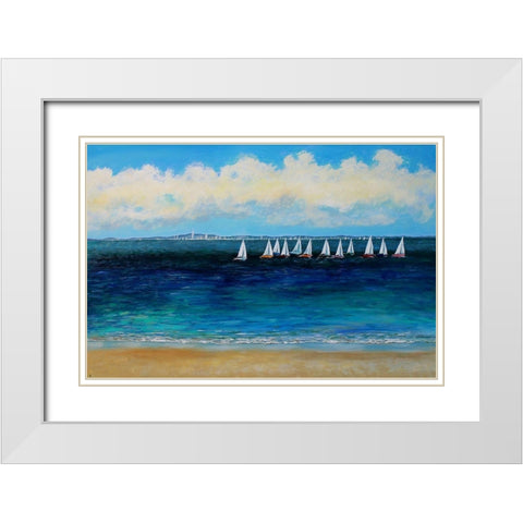 Summer Sailing White Modern Wood Framed Art Print with Double Matting by Francis, Sandra