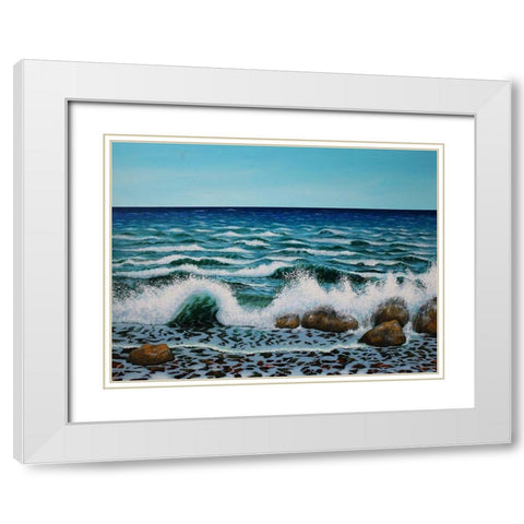 White Waves White Modern Wood Framed Art Print with Double Matting by Francis, Sandra