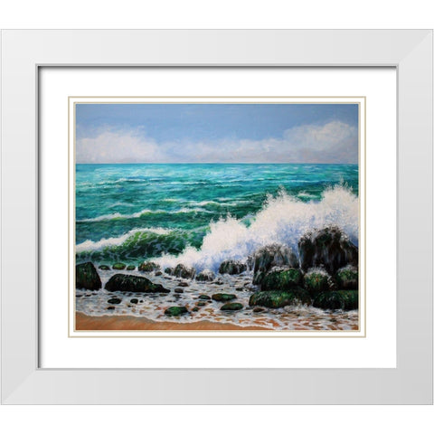 Crashing Waves White Modern Wood Framed Art Print with Double Matting by Francis, Sandra
