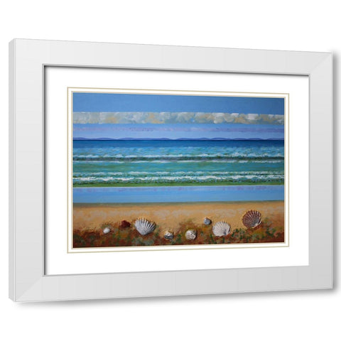 Shell Abstract White Modern Wood Framed Art Print with Double Matting by Francis, Sandra