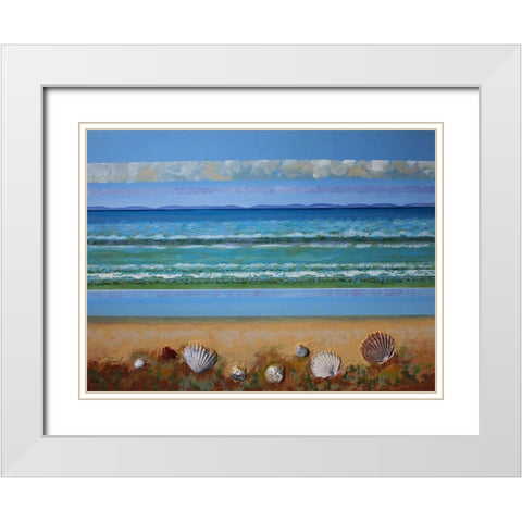 Shell Abstract White Modern Wood Framed Art Print with Double Matting by Francis, Sandra