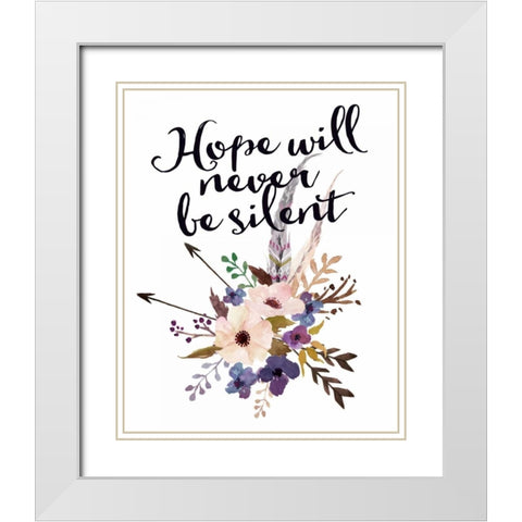 Hope Will Never Be Silent White Modern Wood Framed Art Print with Double Matting by Moss, Tara