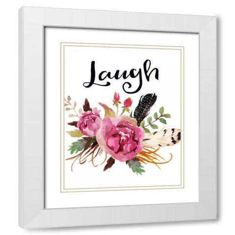 Laugh White Modern Wood Framed Art Print with Double Matting by Moss, Tara