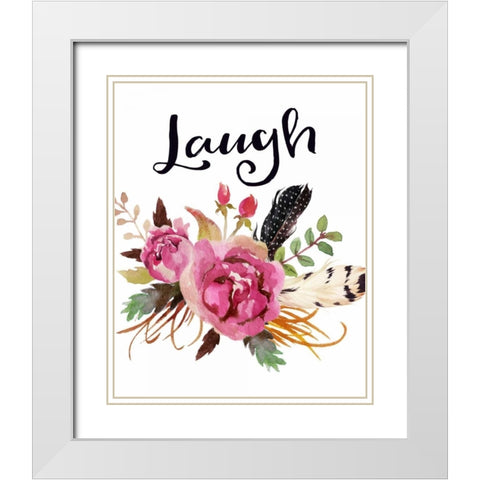 Laugh White Modern Wood Framed Art Print with Double Matting by Moss, Tara